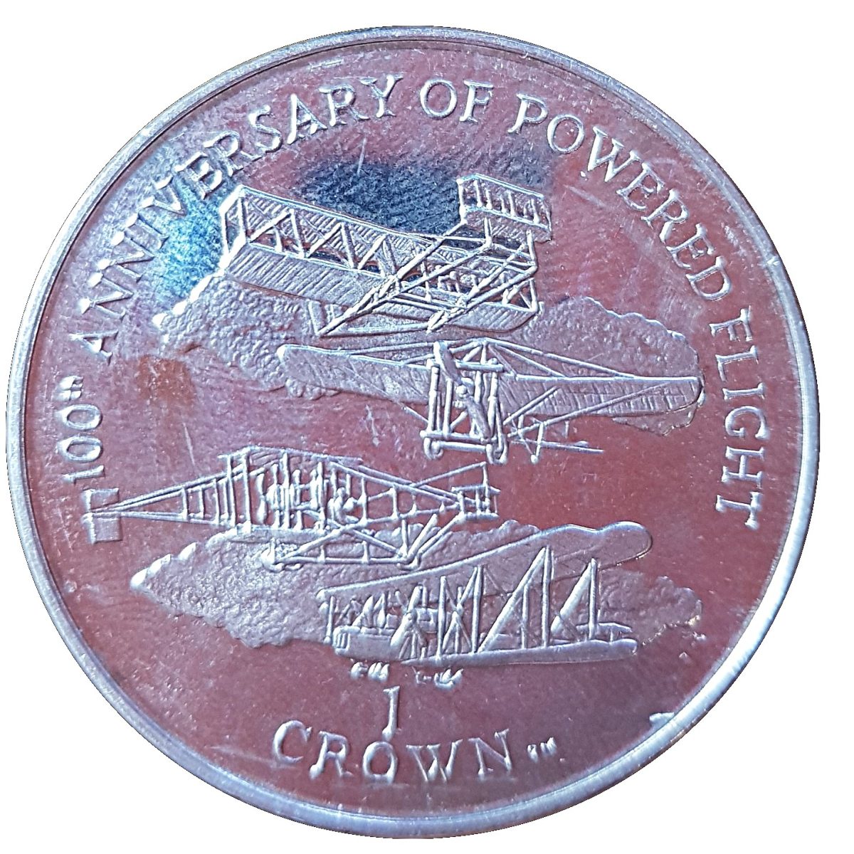 Isle of Man 1 Crown - Elizabeth II 100th Anniversary of Powered Flight