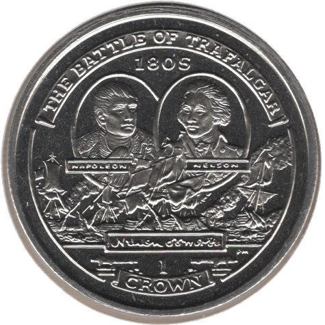 Isle of Man 1 Crown - Elizabeth II Napoleon and Nelson reverse