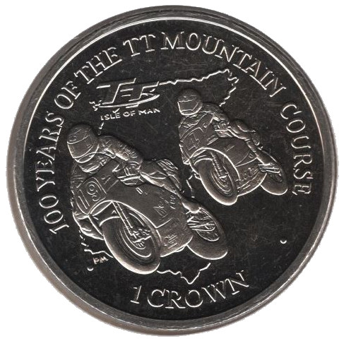Isle of Man 1 Crown - Elizabeth II TT Mountain Course reverse