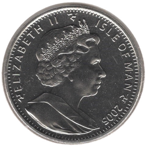 Isle of Man 1 Crown - Elizabeth II Steam Packet - Ben My Chree VI Mona's Isle obverse