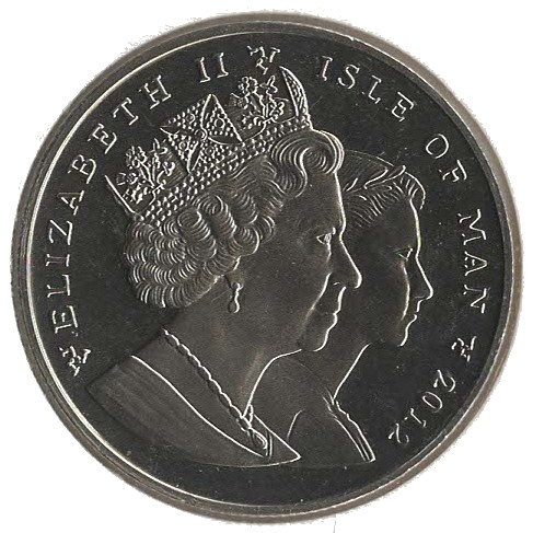 Isle of Man 1 Crown - Elizabeth II Olympics London - Cycling obverse