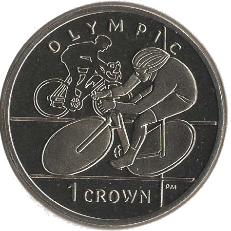 Isle of Man 1 Crown - Elizabeth II Olympics London - Cycling reverse