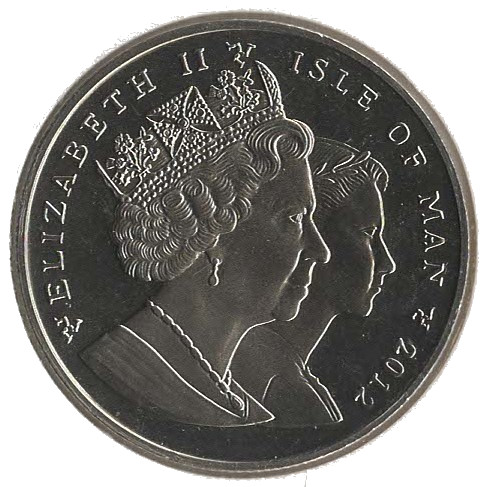 Isle of Man 1 Crown - Elizabeth II Olympics London - Table Tennis obverse