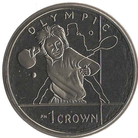 Isle of Man 1 Crown - Elizabeth II Olympics London - Table Tennis reverse