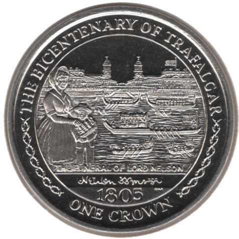 Isle of Man 1 Crown - Elizabeth II The Funeral of Lord Nelson reverse