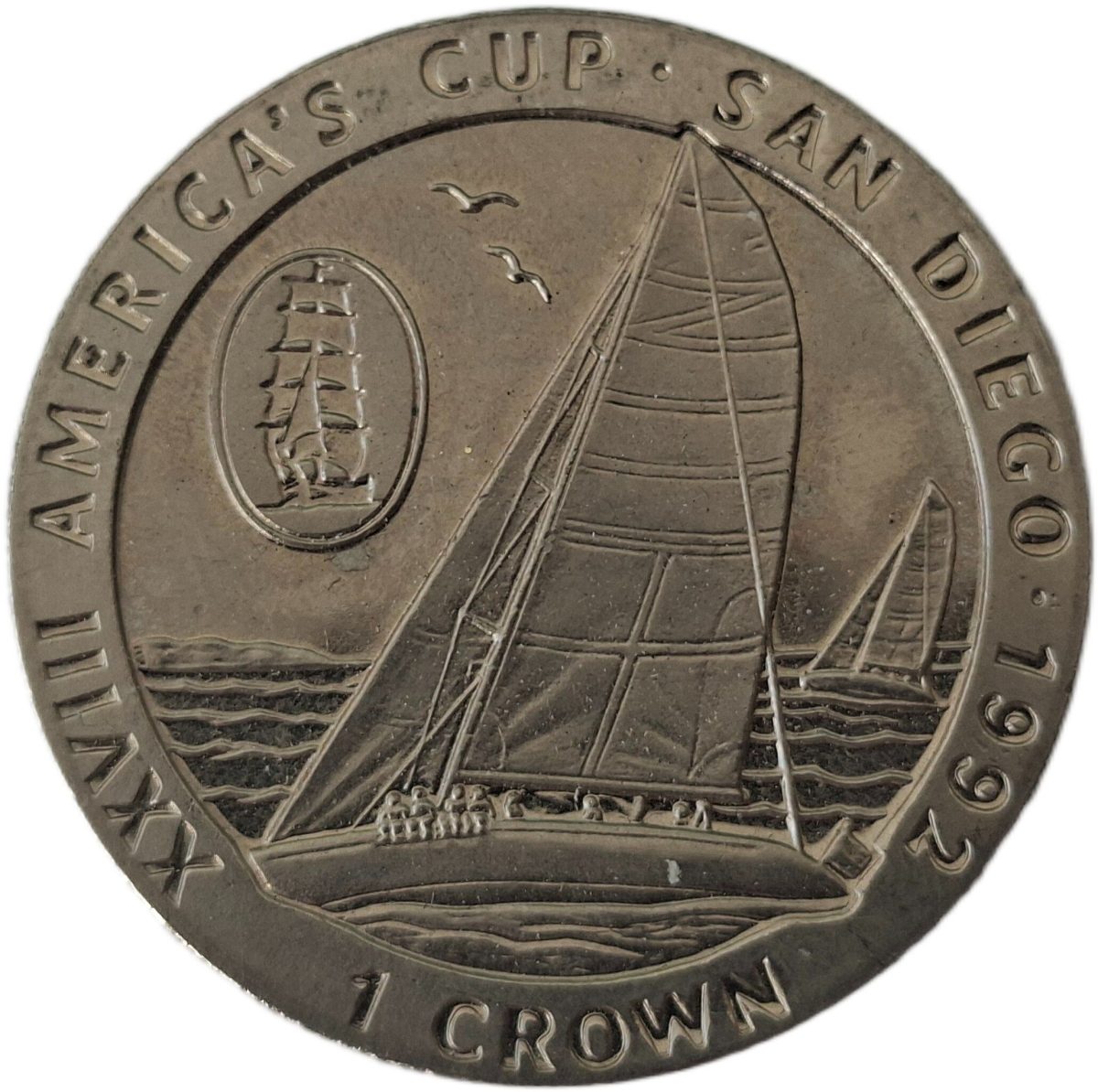 Isle of Man 1 Crown - Elizabeth II America's Cup - San Diego