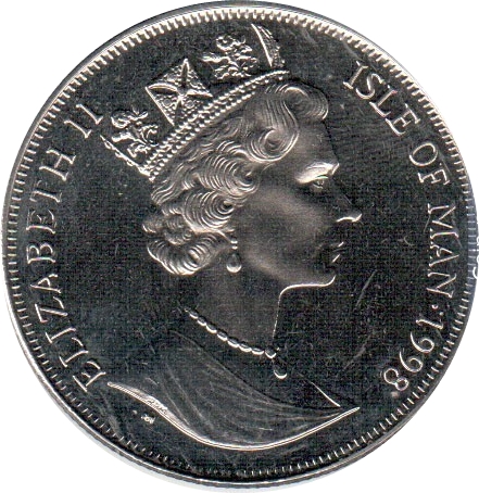 Isle of Man 1 Crown - Elizabeth II Year of the Ocean - Penguins and Seals obverse