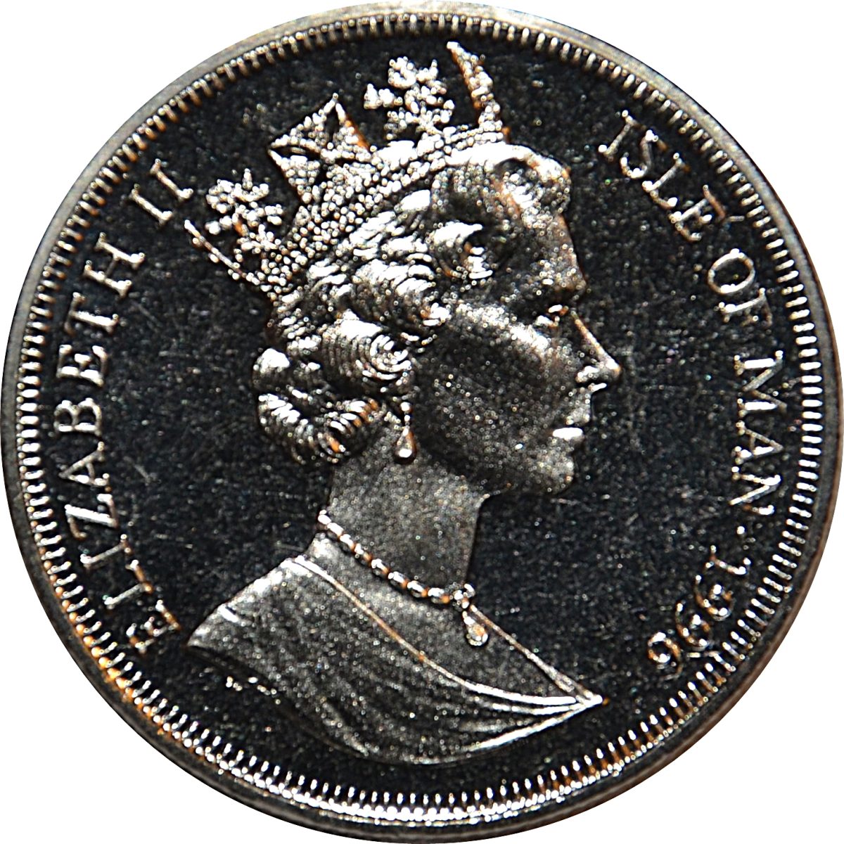 Isle of Man 1 Crown - Elizabeth II European Football Championship Denmark Portugal obverse