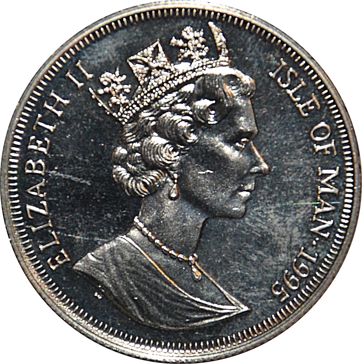 Isle of Man 1 Crown - Elizabeth II Fokker G.1a obverse