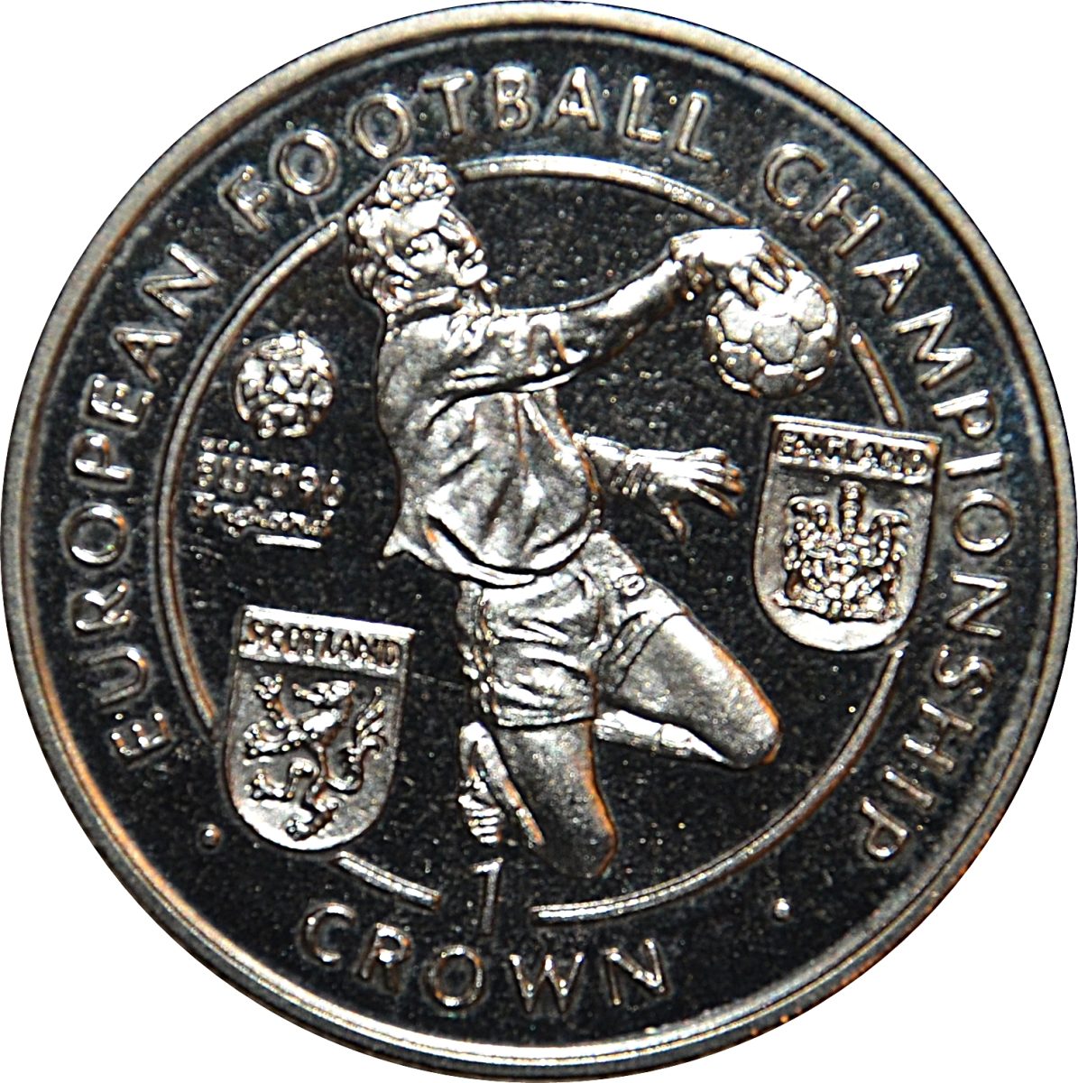 Isle of Man 1 Crown - Elizabeth II European Football Championship England Scotland reverse