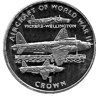 Isle of Man 1 Crown - Elizabeth II Vickers-Wellington reverse