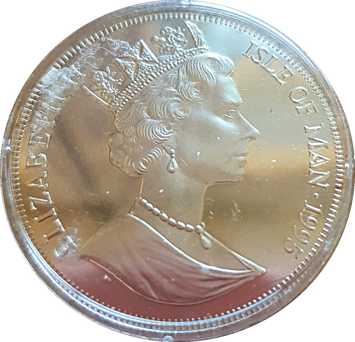Isle of Man 1 Crown - Elizabeth II Curtiss P - 40 Tomahawk obverse