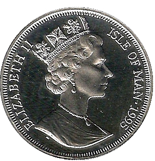 Isle of Man 1 Crown - Elizabeth II Boulton Paul P.82 Defiant obverse