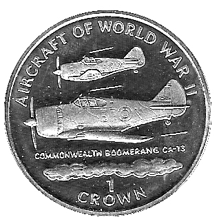 Isle of Man 1 Crown - Elizabeth II Commonwealth Boomerang CA - 13 reverse