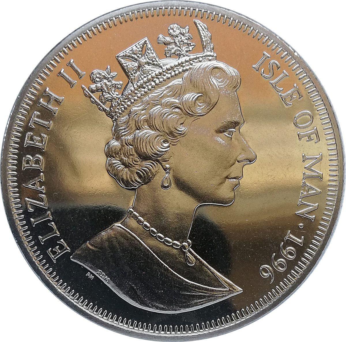 Isle of Man 1 Crown - Elizabeth II European Football Championship Holland Switzerland obverse