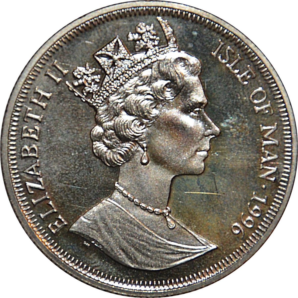 Isle of Man 1 Crown - Elizabeth II European Football Championship Czech Republic Italy obverse