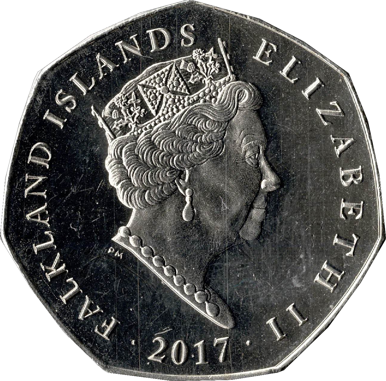 Falkland Islands 50 Pence - Elizabeth II Penguin Carol-singers obverse