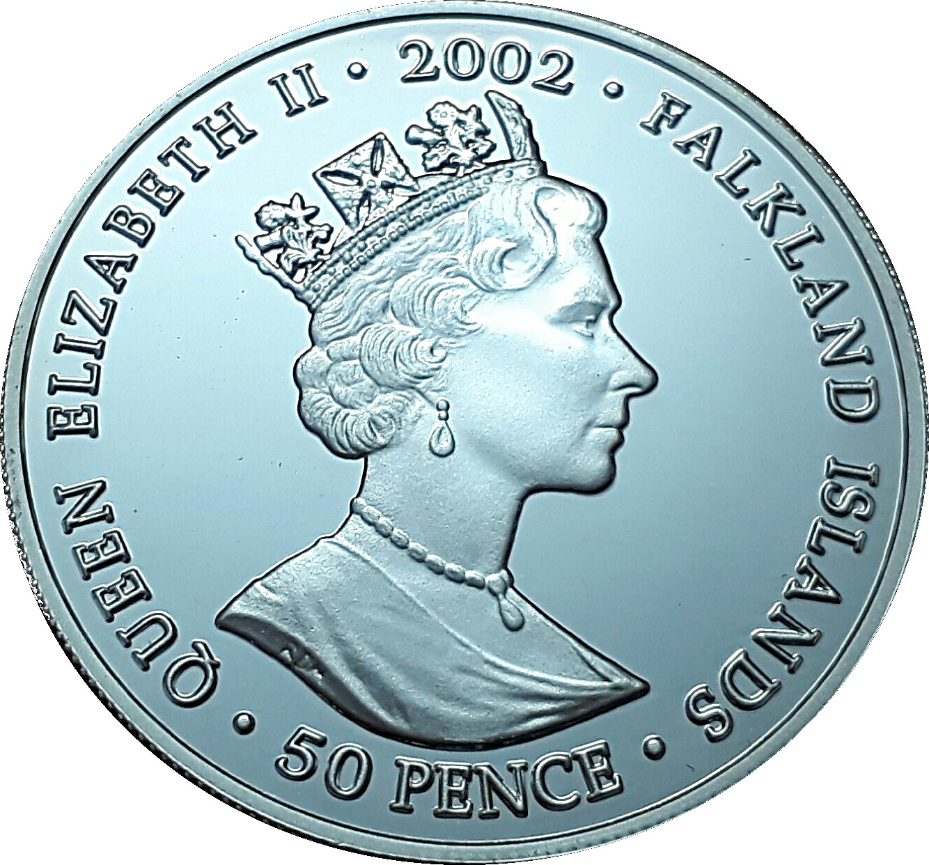 Falkland Islands 50 Pence - Elizabeth II Royal family; silver; colored obverse