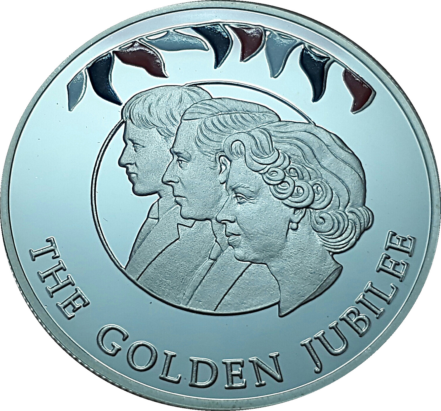 Falkland Islands 50 Pence - Elizabeth II Royal family; silver; colored reverse
