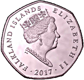 Falkland Islands 50 Pence - Elizabeth II Penguin carol-singers; Piedfort obverse
