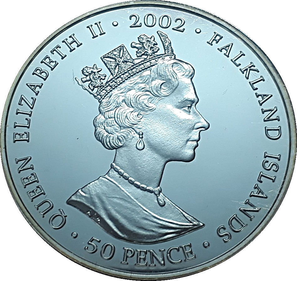 Falkland Islands 50 Pence - Elizabeth II Coronation coach; silver; colored obverse