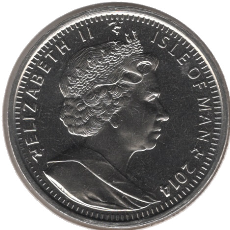 Isle of Man 1 Crown - Elizabeth II Snowman and Snowdog obverse