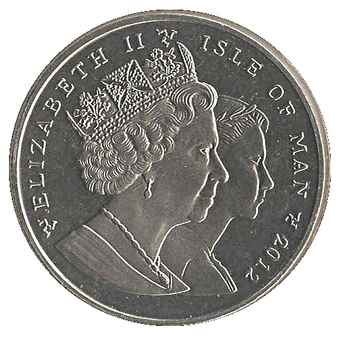 Isle of Man 1 Crown - Elizabeth II Motherland statue in Kiev obverse