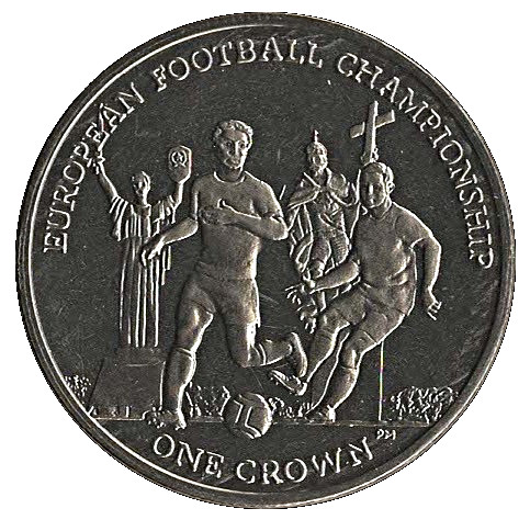 Isle of Man 1 Crown - Elizabeth II Motherland statue in Kiev reverse