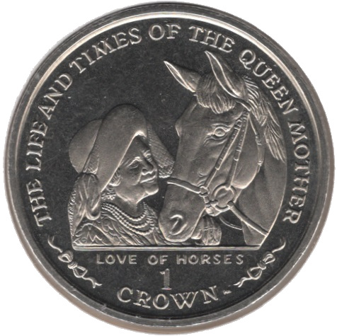 Isle of Man 1 Crown - Elizabeth II Love of Horses reverse