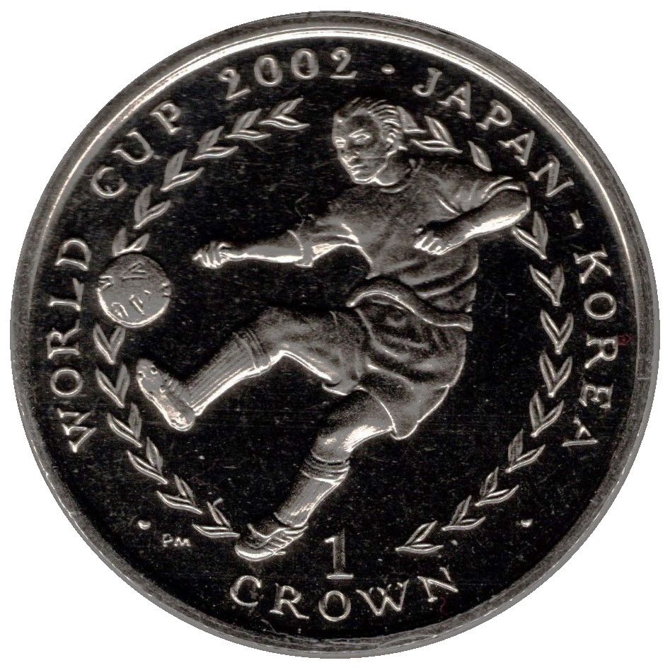 Isle of Man 1 Crown - Elizabeth II World Cup Japan-Korea - kicking left reverse