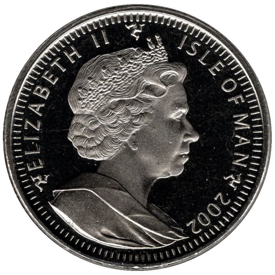 Isle of Man 1 Crown - Elizabeth II World Cup Japan-Korea - kicking right obverse