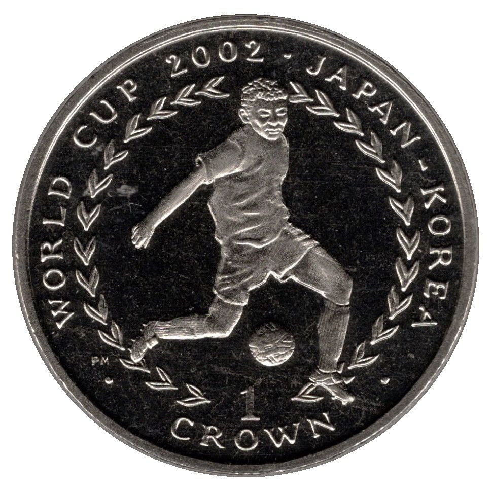 Isle of Man 1 Crown - Elizabeth II World Cup Japan-Korea - kicking right reverse