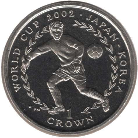 Isle of Man 1 Crown - Elizabeth II World Cup Japan-Korea; running left reverse