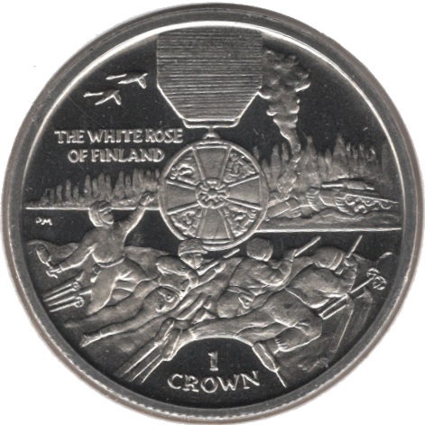 Isle of Man 1 Crown - Elizabeth II The White Rose of Finland reverse