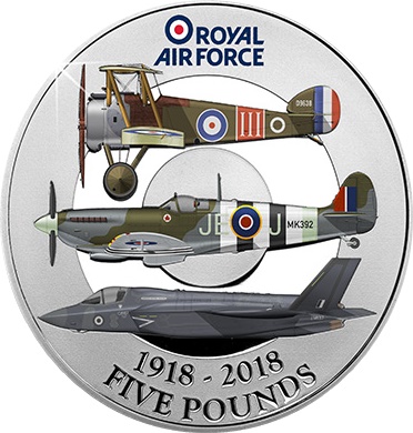 Jersey 5 Pounds - Elizabeth II RAF Centenary Silver Proof