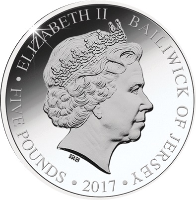 Jersey 5 Pounds - Elizabeth II 70 Years of Service obverse
