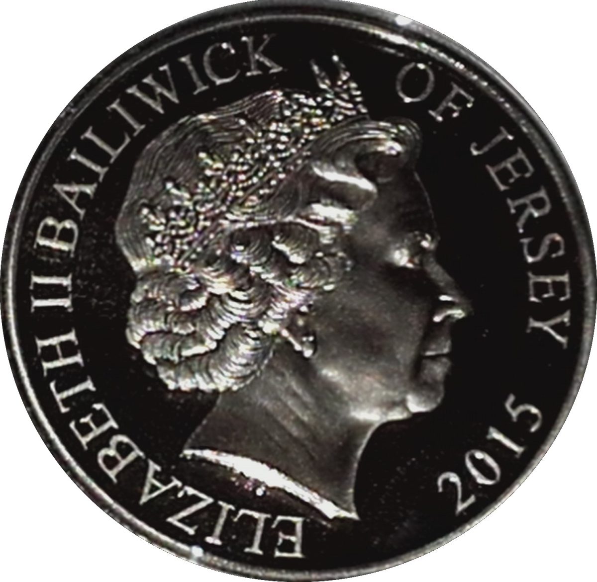 Jersey 5 Pounds - Elizabeth II Battle of Waterloo obverse