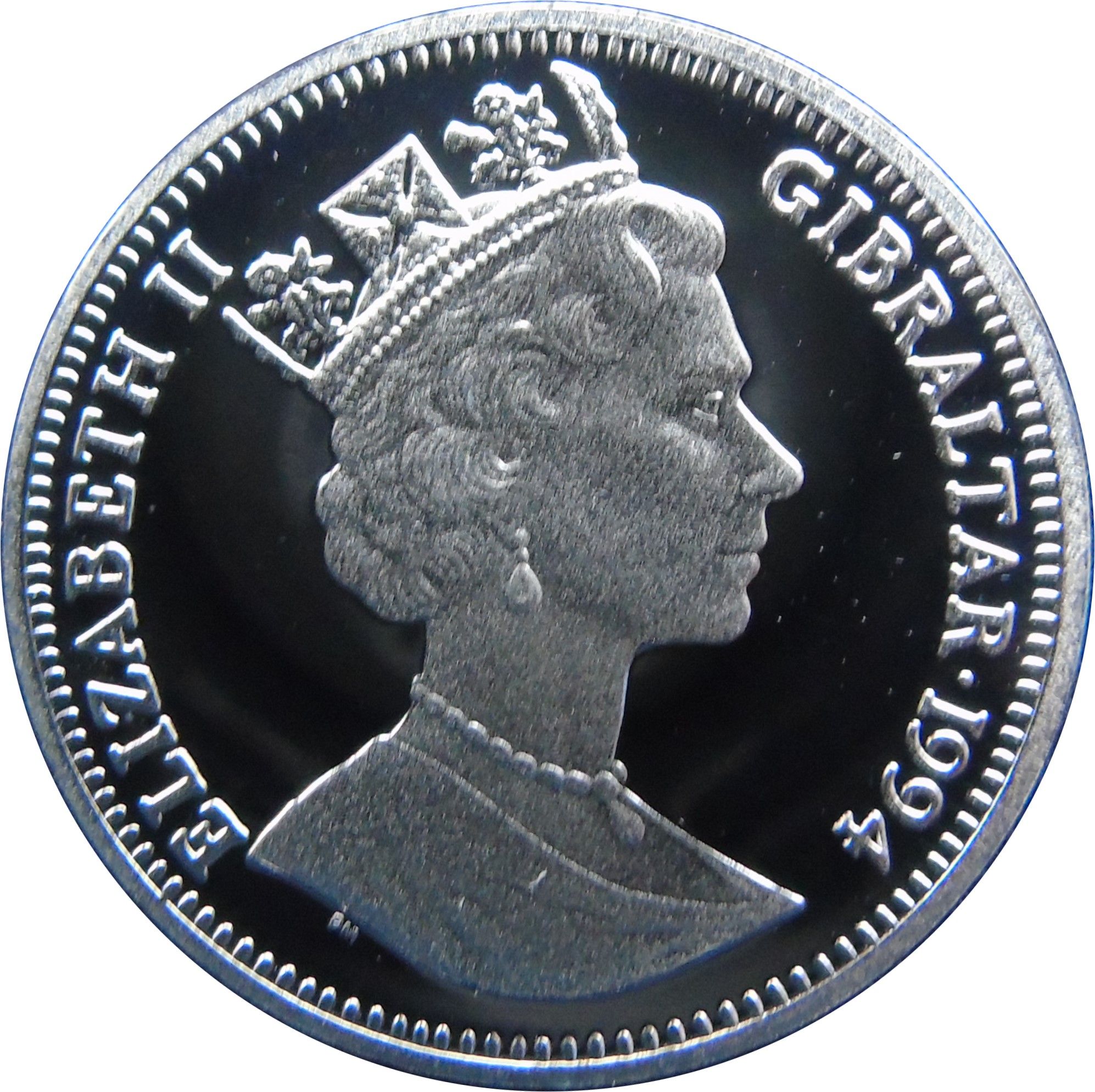 Gibraltar 14 ECUs - Elizabeth II Eurotunnel Opening obverse