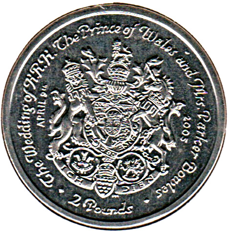 South Georgia and the South Sandwich Islands 2 Pounds - Elizabeth II Marriage of Prince Charles and Parker Bowles