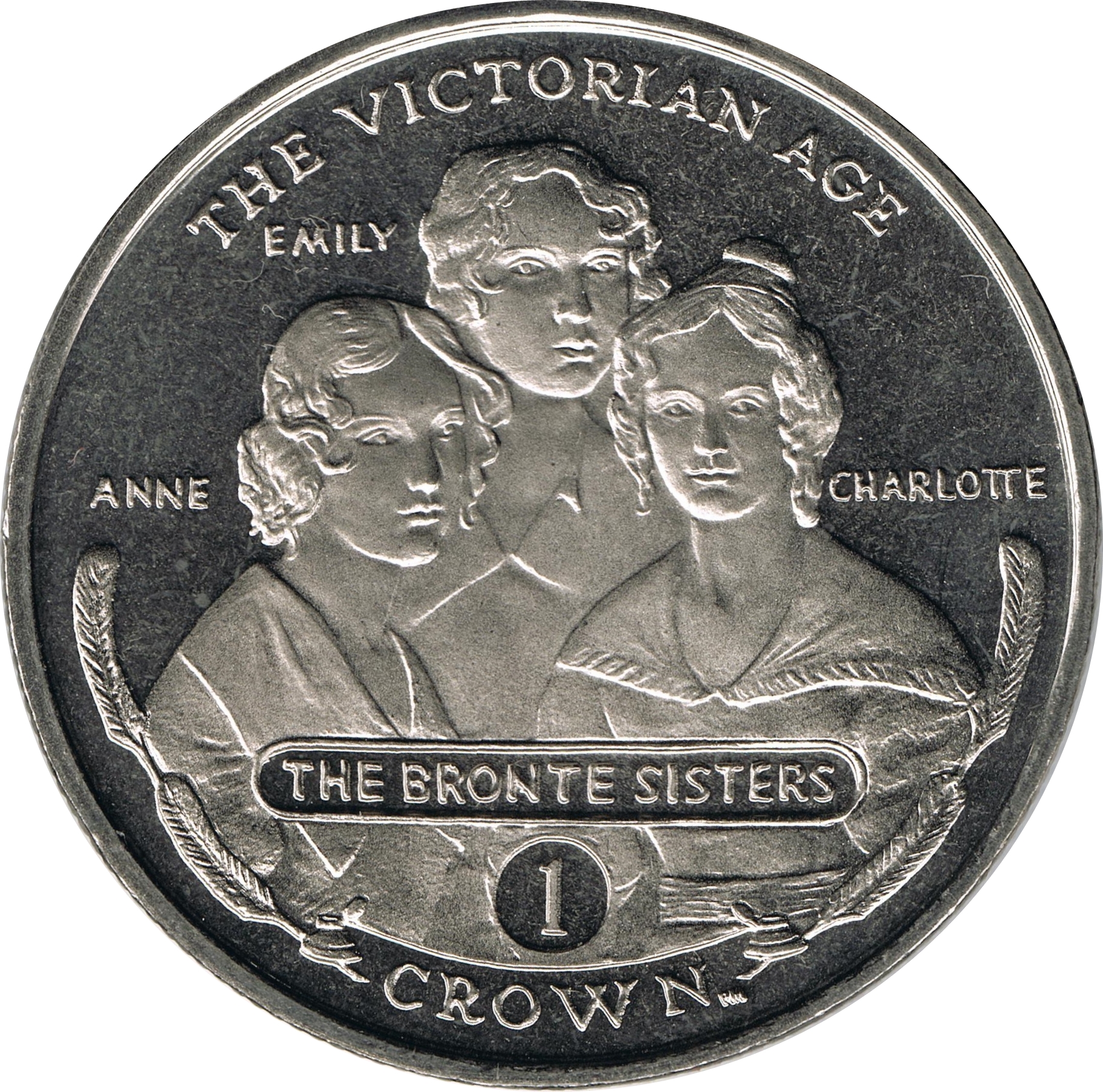 Gibraltar 1 Crown - Elizabeth II The Bronte Sisters reverse
