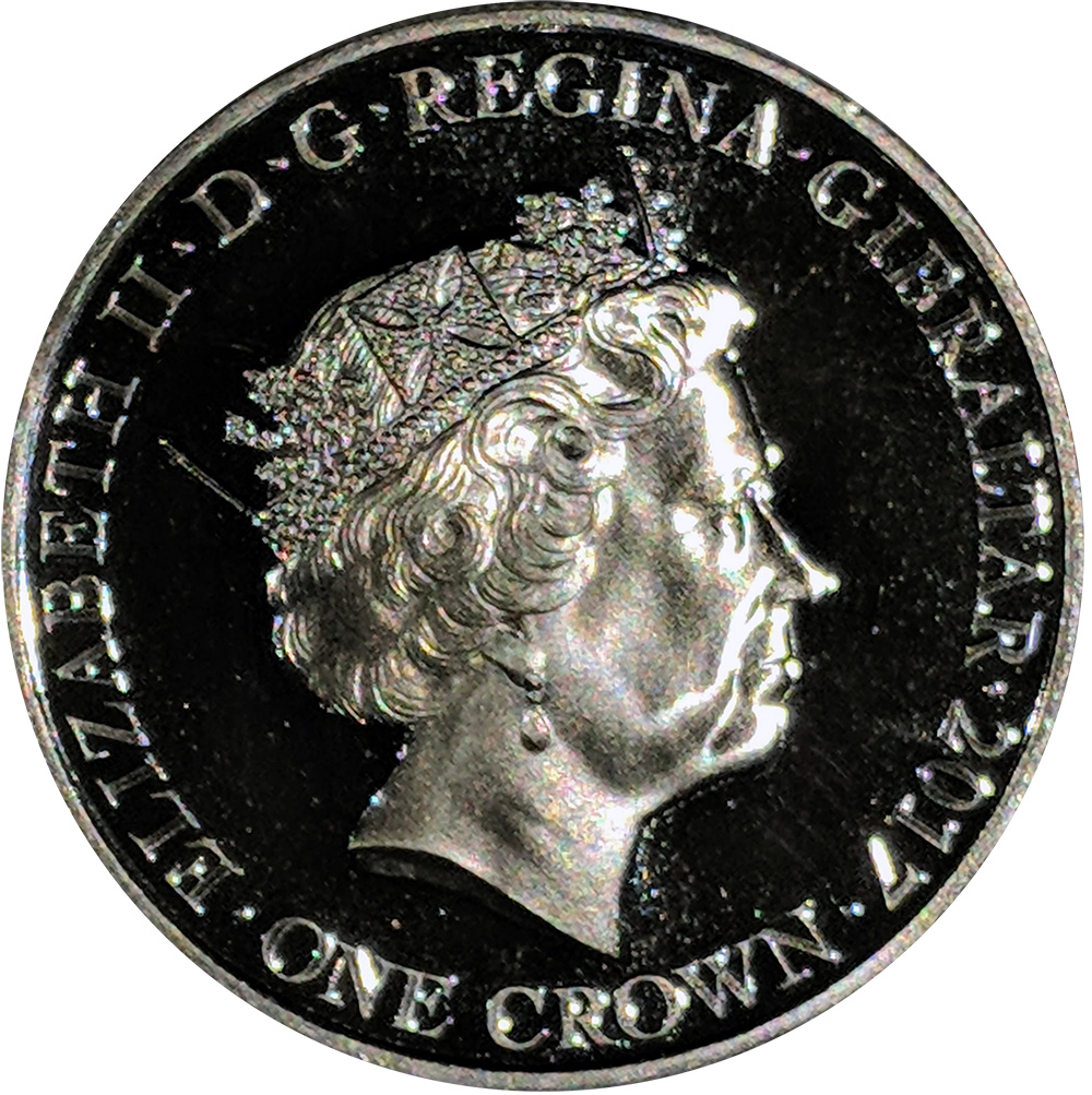 Gibraltar 1 Crown - Elizabeth II Platinum Wedding - 1940s - The Wedding obverse