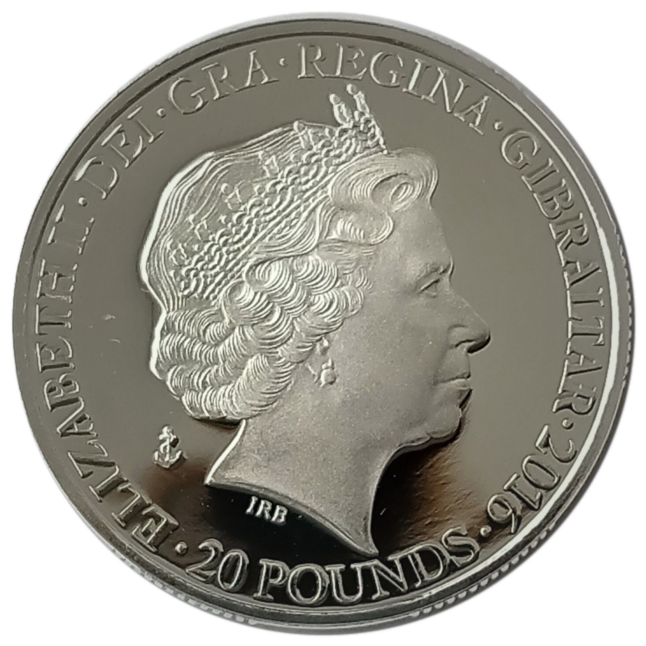 Gibraltar 20 Pounds - Elizabeth II Battle of the Atlantic obverse