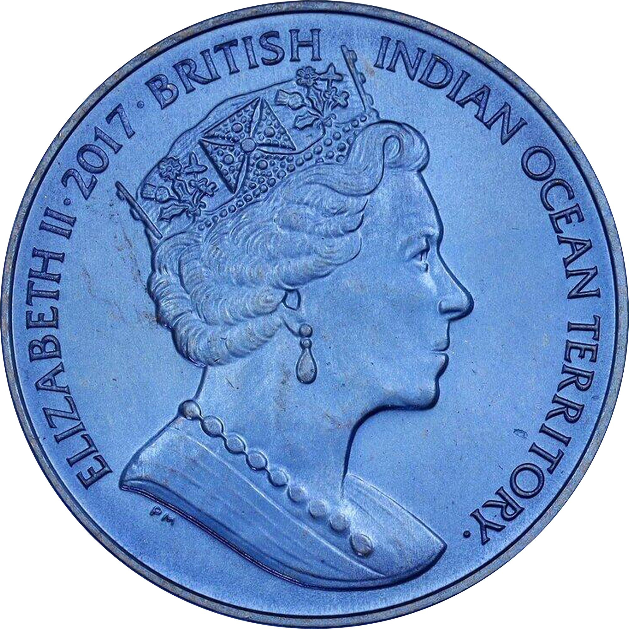 British Indian Ocean Territory 2 Pounds - Elizabeth II Coat of Arms; Titanium obverse