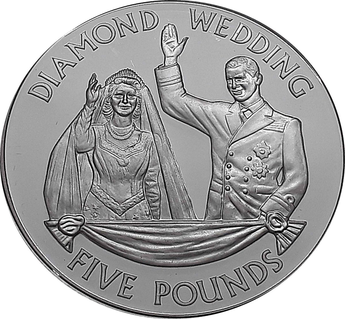 Jersey 5 Pounds - Elizabeth II Diamond Wedding; Silver Proof
