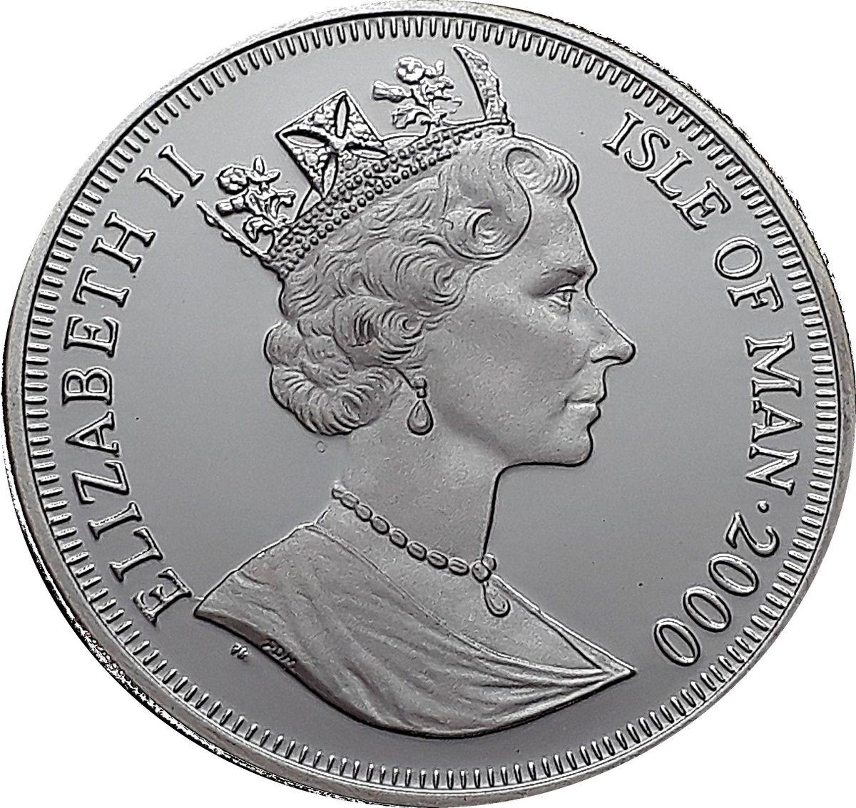 Isle of Man 1 Crown - Elizabeth II 1st Man on the Moon; Silver Proof obverse