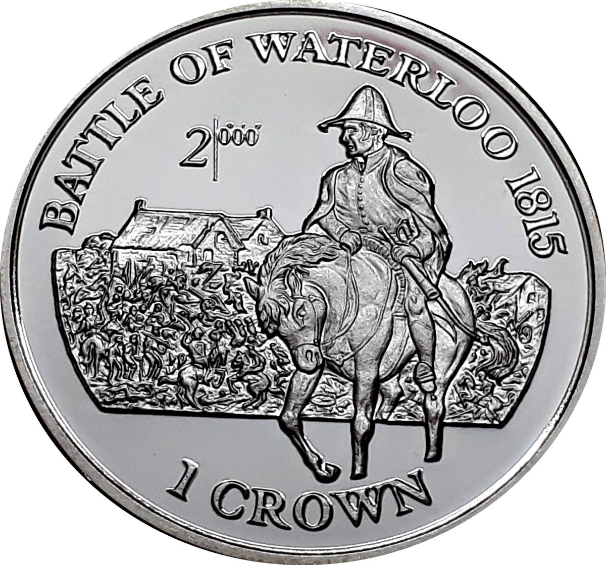 Isle of Man 1 Crown - Elizabeth II Battle of Waterloo; Silver Proof