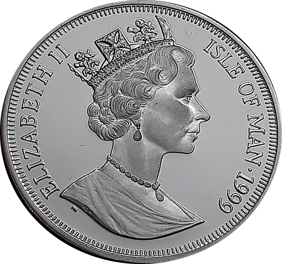 Isle of Man 1 Crown - Elizabeth II The Queen Mother's Honeymoon; Silver Proof obverse