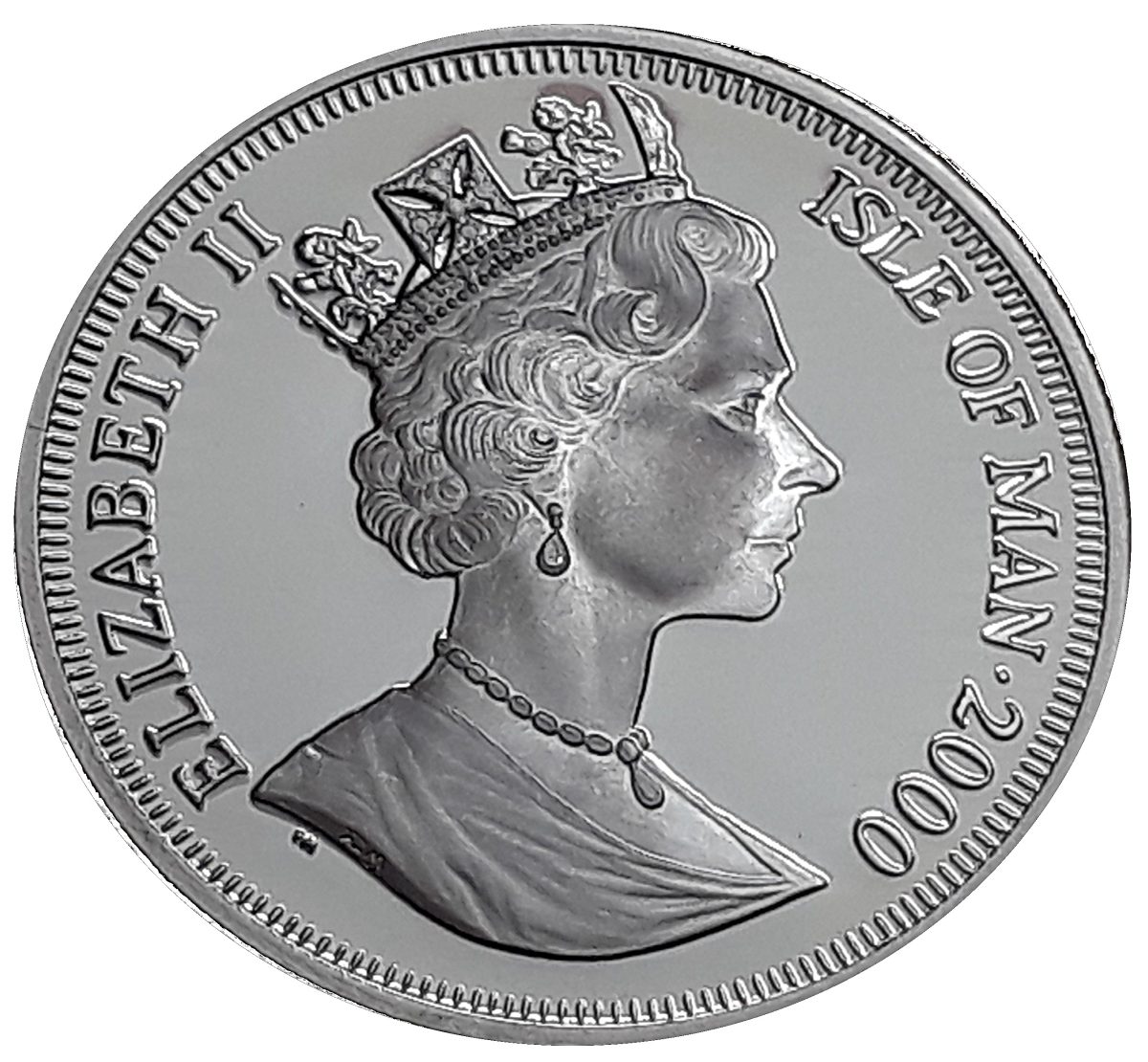 Isle of Man 1 Crown - Elizabeth II Queen Mother - Royal Visit 1963; Silver Proof obverse