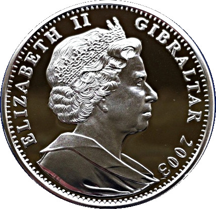 Gibraltar 1 Crown - Elizabeth II Athens Olympics - Wrestling; Silver Proof obverse