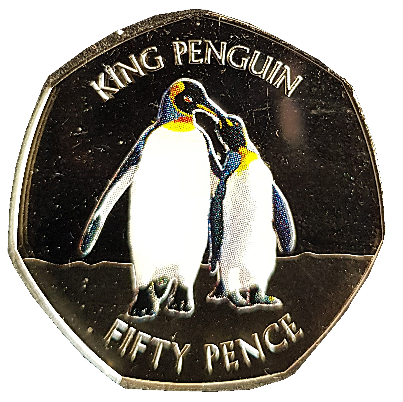 Falkland Islands 50 Pence - Elizabeth II King Penguin-coloured